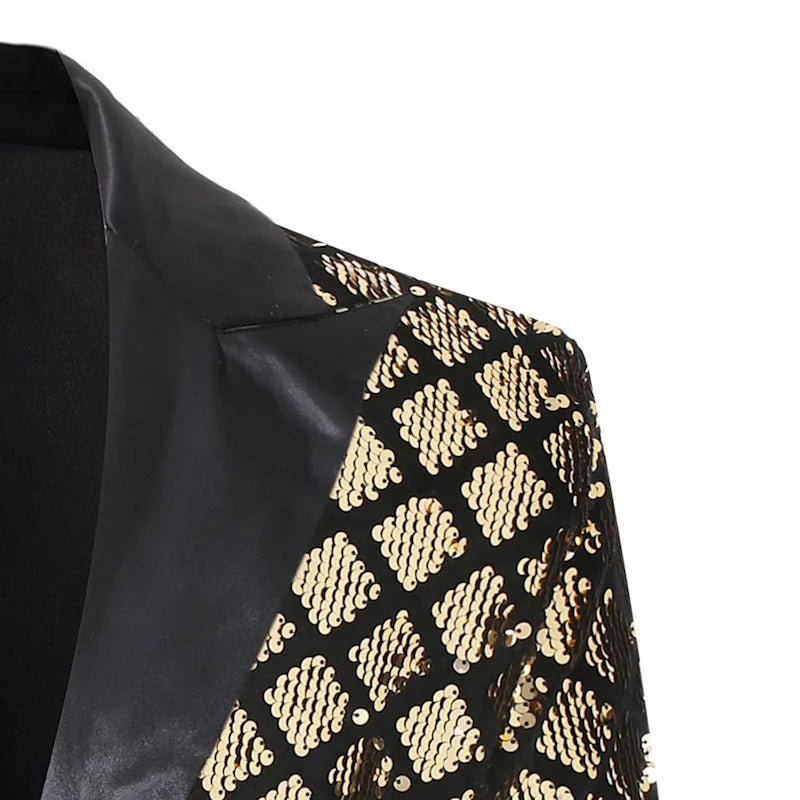 Men's Suit Jacket Autumn and Winter New High-quality Men's Polka Collar Suit Stage Banquet Hosting Party Diamond Sequin Dress