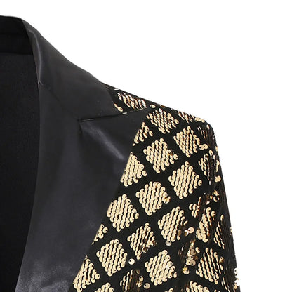 Men's Suit Jacket Autumn and Winter New High-quality Men's Polka Collar Suit Stage Banquet Hosting Party Diamond Sequin Dress