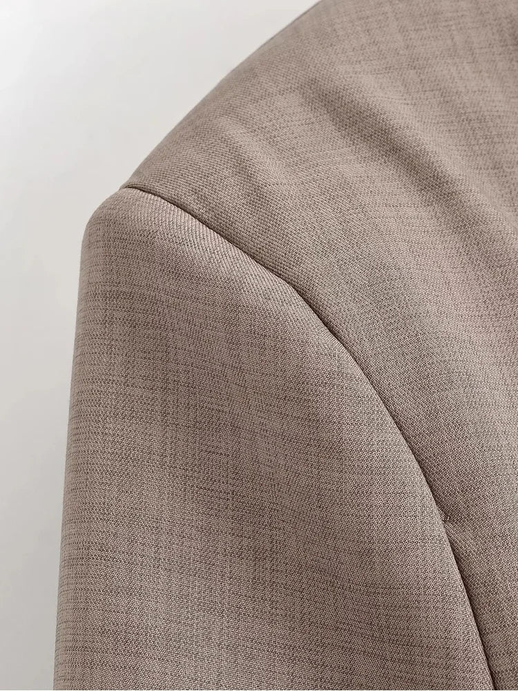 Elegant Women Cropped Blazer Jacket Double Breasted Button Slim Fit Short Suit Coat Office Lady Chic Tailored Blazer Top