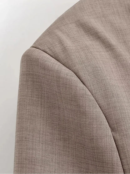 Elegant Women Cropped Blazer Jacket Double Breasted Button Slim Fit Short Suit Coat Office Lady Chic Tailored Blazer Top