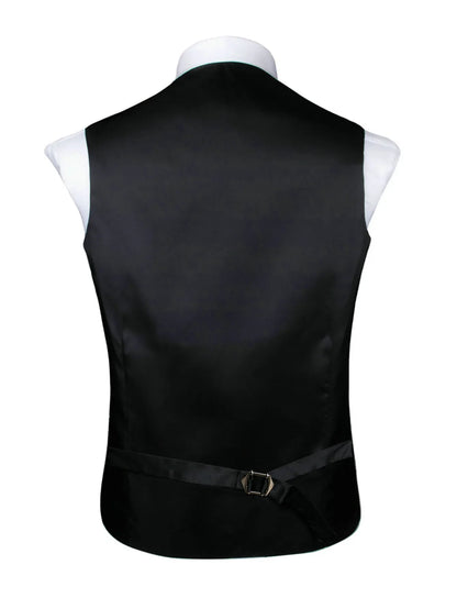 Men's Double Breasted Vest Set – Floral Jacquard Waistcoat with Tie, Pocket Square & Cufflinks for Weddings & Formal Events