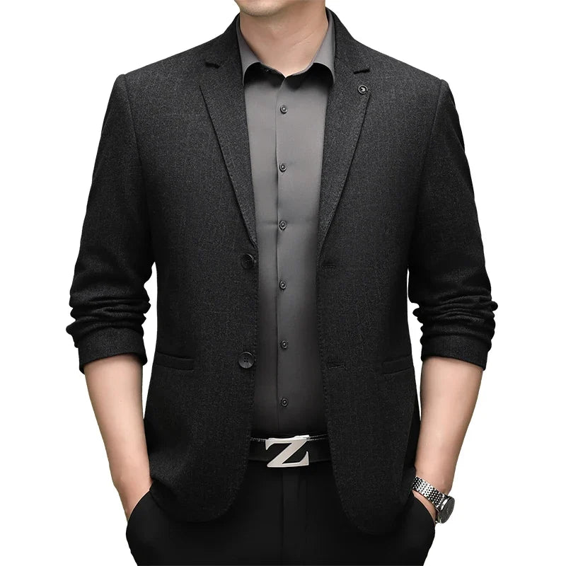 Men's Smart Casual Blazer Single Breasted Dark Pattern Coffee & Grey Spring Autumn