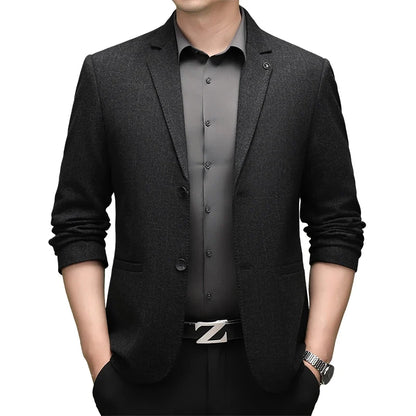 Men's Smart Casual Blazer Single Breasted Dark Pattern Coffee & Grey Spring Autumn