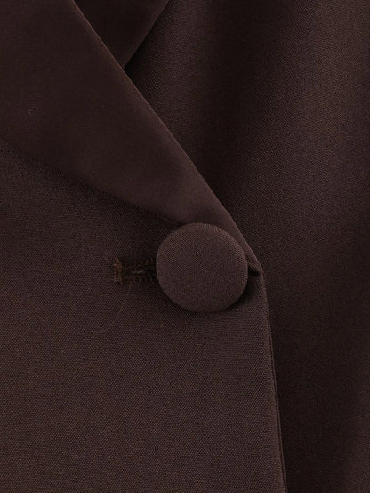 Women Brown Blazer Jacket Y2k 2000s Vintage Bandage Suit Coat Long Sleeve Double Breasted Oversize Outerwear Spring Autumn 2026