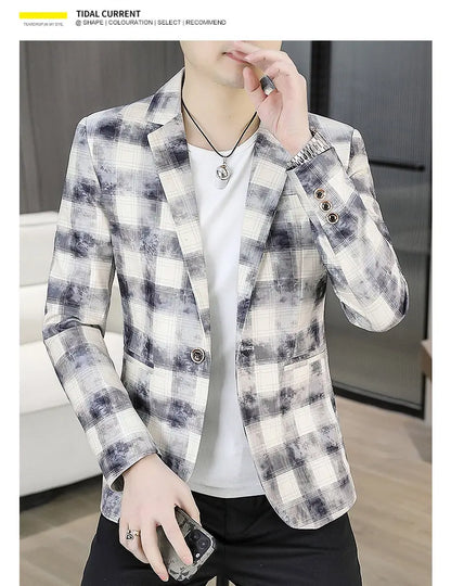 Blazer Men's Fashion Outdoor Travel Gentleman Wedding Slimming Business Versatile Trendy Casual Korean-style Formal Wear Blazer
