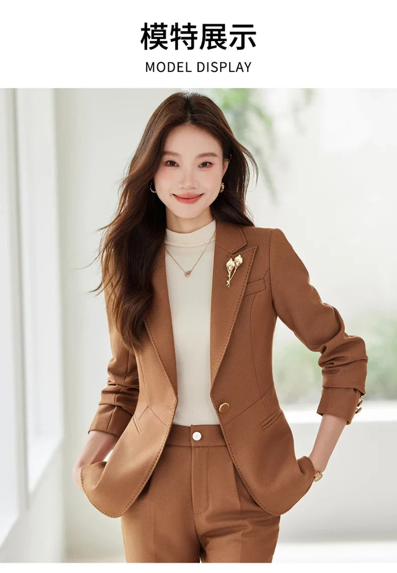 Professional women's exquisite two-piece trousers + suit jacket, elegant fashionable, new style for autumn winter 2025