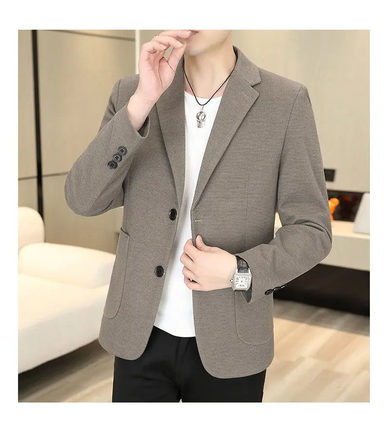 Blazer Men Business Gentleman Leisure Korean Wedding Fashion Trend, Slimming, Versatile, High-end Casual, High-end Woolen Blazer