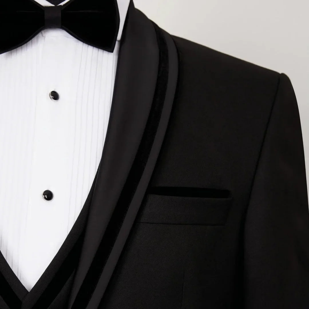 Men Suit 3 Pieces Black Single Button With Lapel For Wedding Banquet Birthday Party Business Work Daily Jacket Vest With Pants