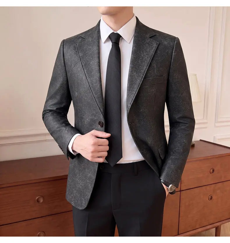 Men's Smart Casual Blazer Single Breasted Slim Fit Full Sleeve Business Formal Jacket
