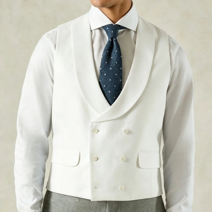 Men's Formal Vest Double-Breasted Lapel Waistcoat Pink Solid for Wedding & Business
