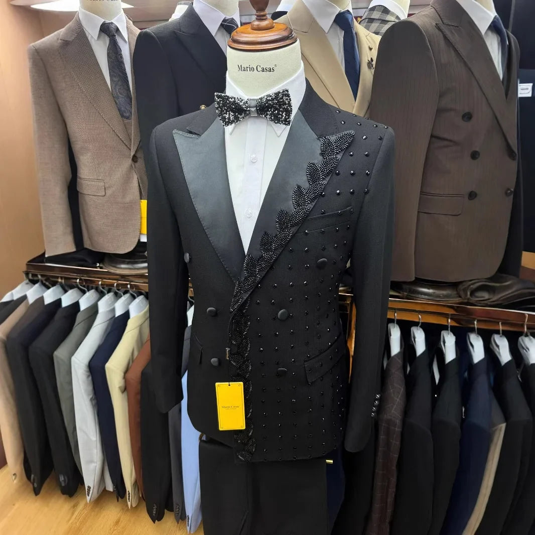Men's Slim Fit 2-Piece Jacquard Suit – Black | Weddings, Banquets & Formal Events