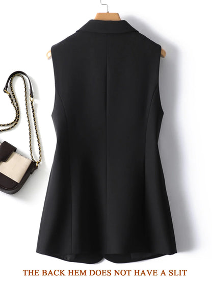 Simple one-button blazer-style vest for women spring and autumn style suitable for workplace and business commuting