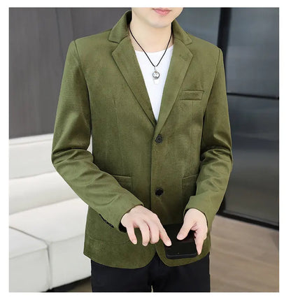 Blazer's New Men's Fashion Outdoor Travel Camping Youth Wedding Hosting Campus Slimming Casual Solid Color Korean Version Blazer