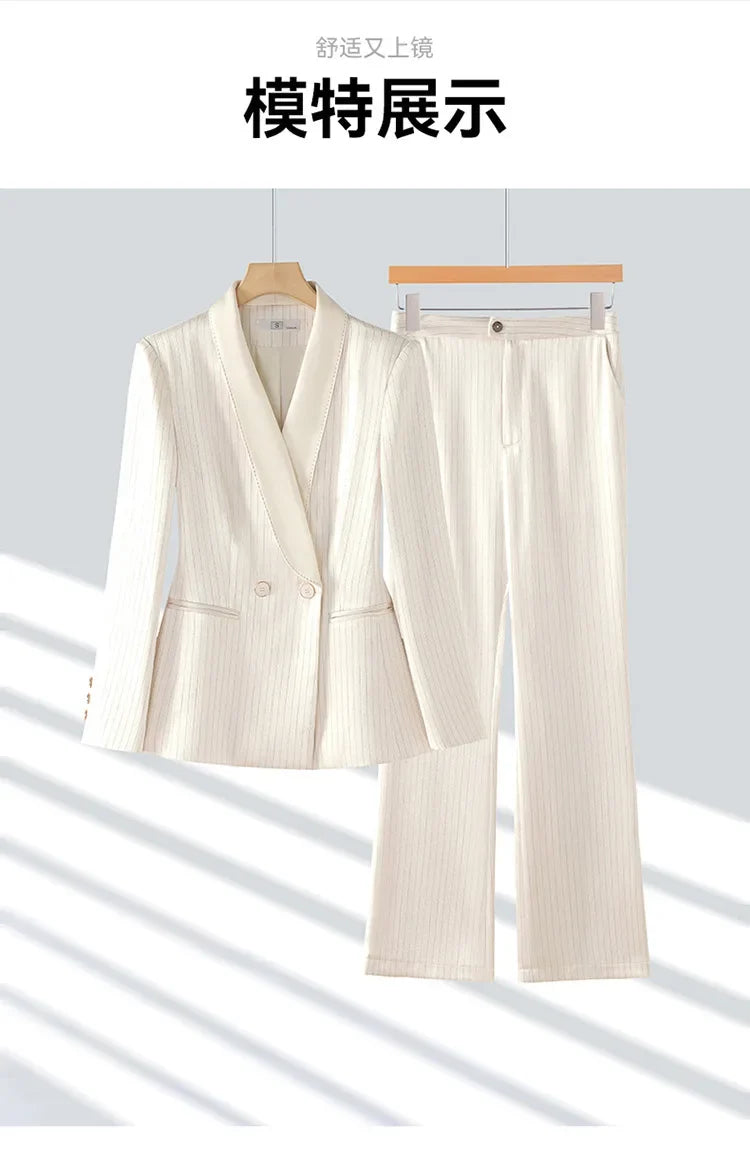 Office Ladies Formal Pant Suit 2 Piece Set Women Ebony Black Female Long Sleeve Business Work Wear Blazer Jacket And Trouser