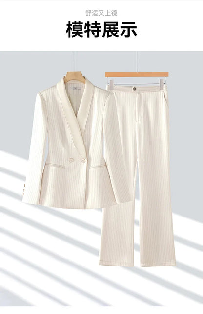 Office Ladies Formal Pant Suit 2 Piece Set Women Ebony Black Female Long Sleeve Business Work Wear Blazer Jacket And Trouser