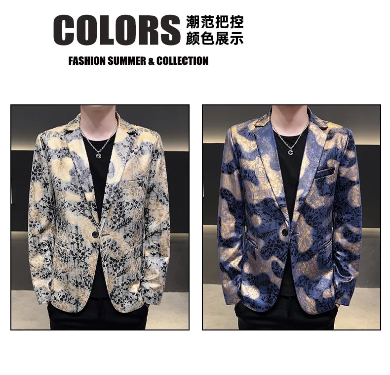 2026 Autumn Suede Men's Casual Suit Jacket Slim Fit Handsome High-quality Business Social Blazers Social Streetwear Dress Coat
