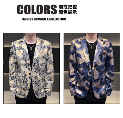 2026 Autumn Suede Men's Casual Suit Jacket Slim Fit Handsome High-quality Business Social Blazers Social Streetwear Dress Coat