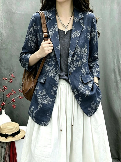 Cotton Linen Women's Summer New Style Retro Loose Personality Fashionable Casual Match Long Sleeve Western Suit