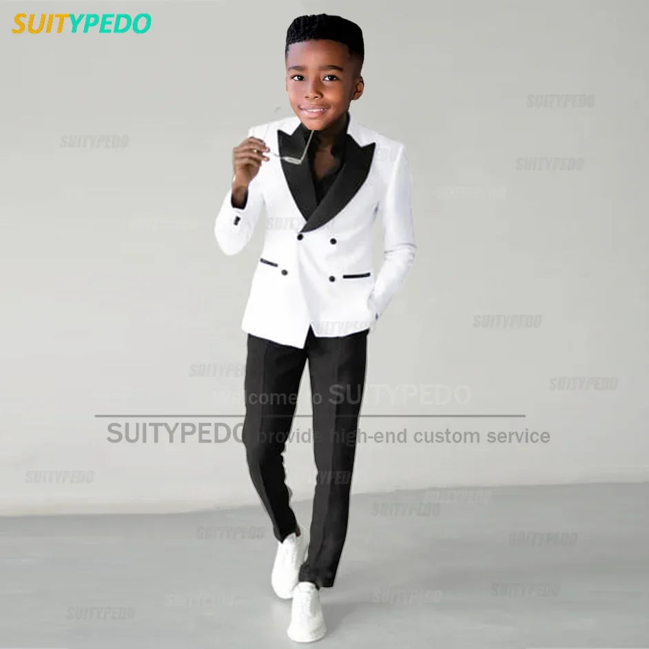 Fashion Children Suit Sets Luxury Wedding Party Flower Boys Slim Fit Costumes Graduation Ceremony Formal Blazer Pants Two Pieces