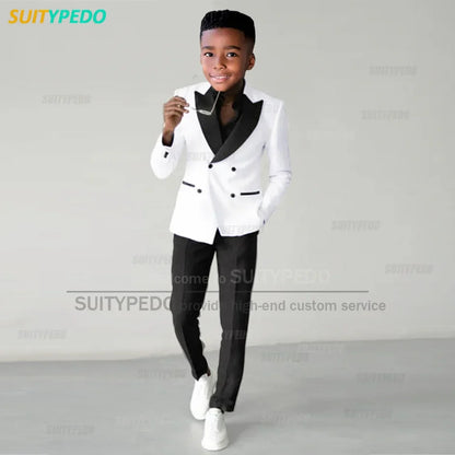 Fashion Children Suit Sets Luxury Wedding Party Flower Boys Slim Fit Costumes Graduation Ceremony Formal Blazer Pants Two Pieces