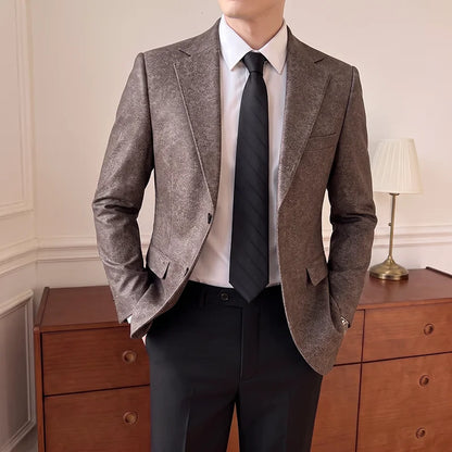 Men's Smart Casual Blazer Single Breasted Slim Fit Full Sleeve Business Formal Jacket
