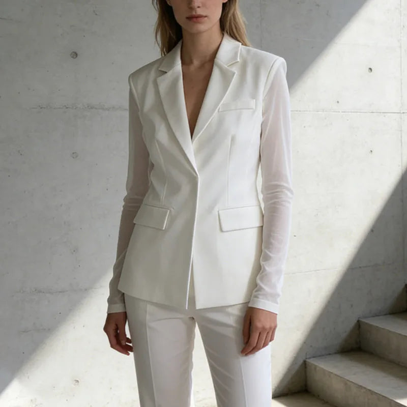 Women Blazer Sexy Hollow Out Backless Waist Cinching Slim Fit Solid Color Urban High-end Trend Jacket Spring Autumn HK21909