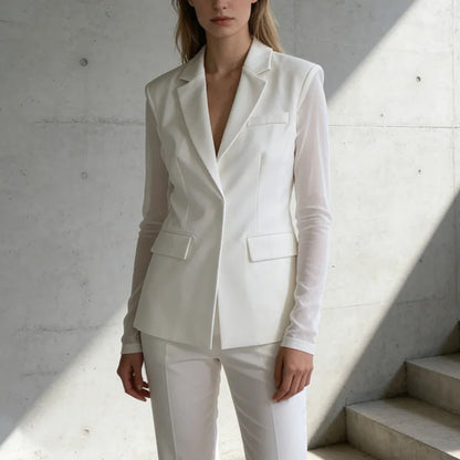 Women Blazer Sexy Hollow Out Backless Waist Cinching Slim Fit Solid Color Urban High-end Trend Jacket Spring Autumn HK21909