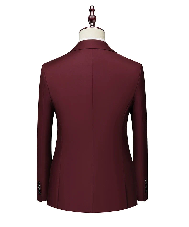 Men's Double Breasted Blazer – Formal Solid Color Suit Jacket for Weddings & Business