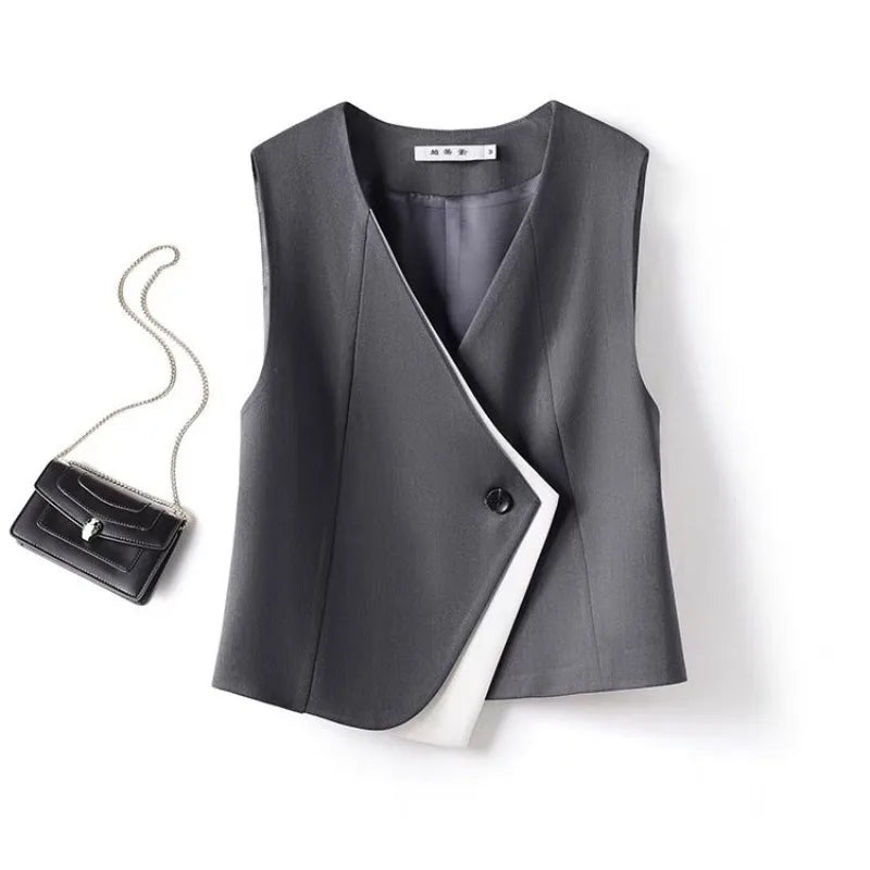 Old money style irregular suit vest women's vest 2025 spring and autumn new layered commuting professional capable shoulders