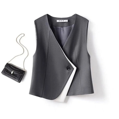 Old money style irregular suit vest women's vest 2025 spring and autumn new layered commuting professional capable shoulders