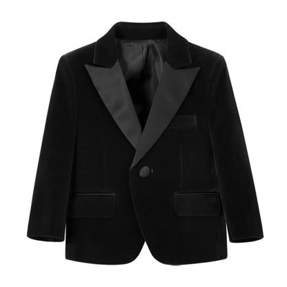 50+ Colors Velvet Suit Blazer for Kids 3-18 Years Children Formal Flannel Suit jacketm Classic Peak Lapel Suit School Uniform
