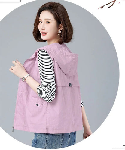 Spring Summer Woman Waistcoat New Casual Liner Sleeveless Jacket Women Zipper Hooded Thin Vest Female Outerwear Chaleco Mujer