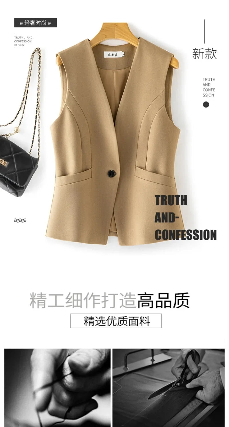 Women's Vest 2026 Spring Autumn Sleeveless Short Jacket New Commuter Versatile Female Waistcoat Tops Outerwear Chaleco Mujer