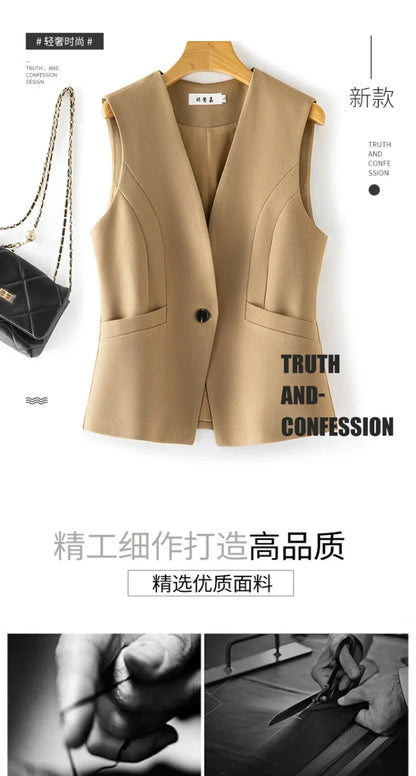 Women's Vest 2026 Spring Autumn Sleeveless Short Jacket New Commuter Versatile Female Waistcoat Tops Outerwear Chaleco Mujer