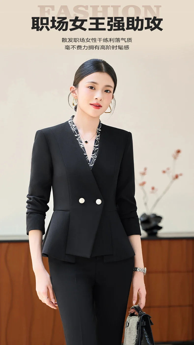 Fashionable professional women's two-piece pant+blazers. Slim fit, elegant  comfortable. 2025 autumn winter new styles