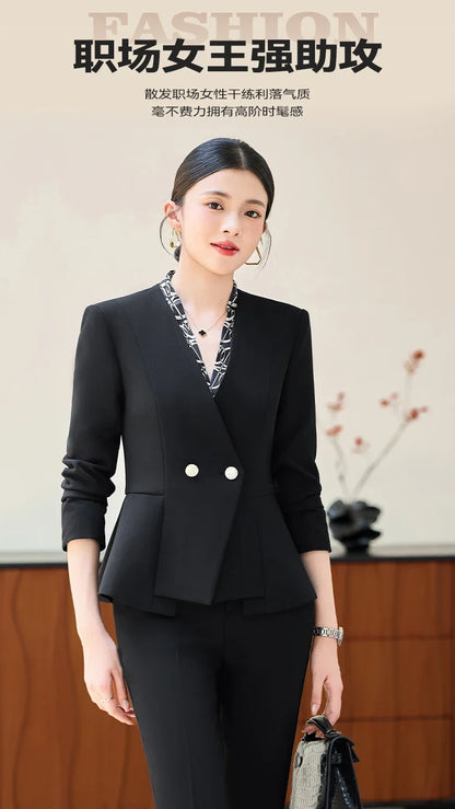 Fashionable professional women's two-piece pant+blazers. Slim fit, elegant  comfortable. 2025 autumn winter new styles