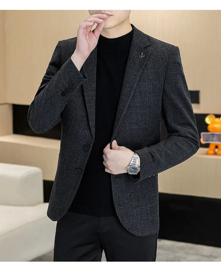 Autumn and Winter New Men's Suits, Two-Button Single-Breasted Jackets, Men's Casual Business Wear, Formal Wear, and Men's Suits