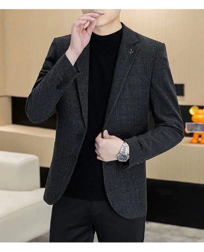 Autumn and Winter New Men's Suits, Two-Button Single-Breasted Jackets, Men's Casual Business Wear, Formal Wear, and Men's Suits