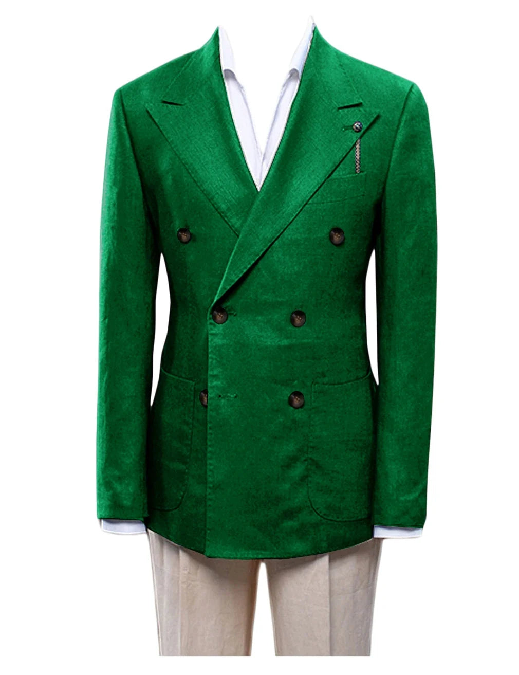 Men's Linen Blazer Notch Lapel Slim Fit Double Breasted Lightweight Breathable Suit Jacket Casual Business Coat for Daily Wear