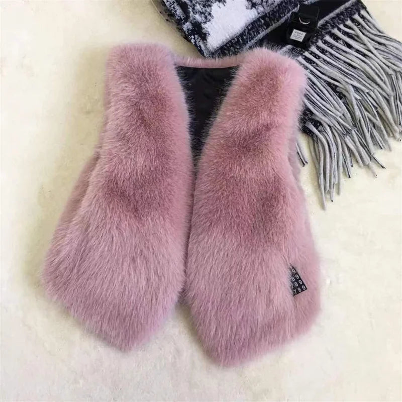 Women Fur Vest New Autumn Winter Female Waistcoat Korean Warm White Black Pink Faux Fur Jacket Fashion Tank Top Sleeveless Coats