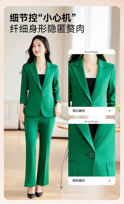 Brown Suits Women 2024 New Autumn High End Fashion Temperament Business Slim Blazer And Pants Sets Office Lady Work Wear
