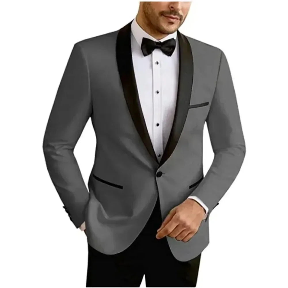 Men's White High-End Suit Blazer Suit Four Seasons Business Formal Wear Anti-Wrinkle Non-Stick Wool Suit Workplace Work Cloth