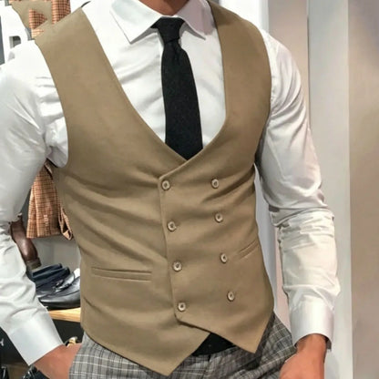 Men's Formal Double-Breasted Vest for Weddings & Daily Wear