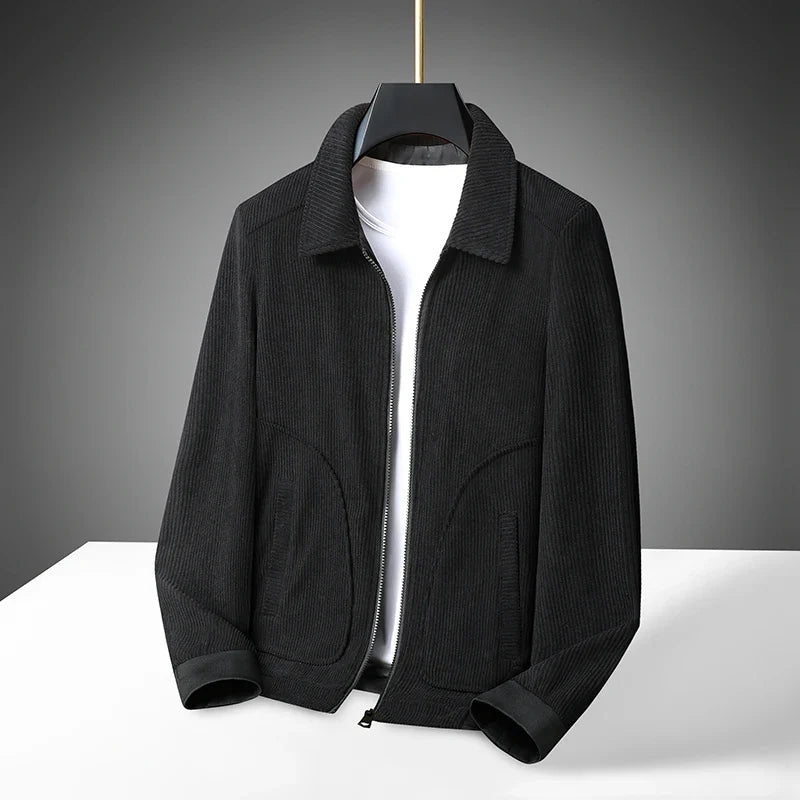 Men's High-Quality Corduroy Jacket Plus Size Lapel Thick Autumn Winter Warm Casual Gown for Older Generations