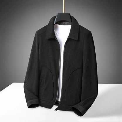 Men's High-Quality Corduroy Jacket Plus Size Lapel Thick Autumn Winter Warm Casual Gown for Older Generations