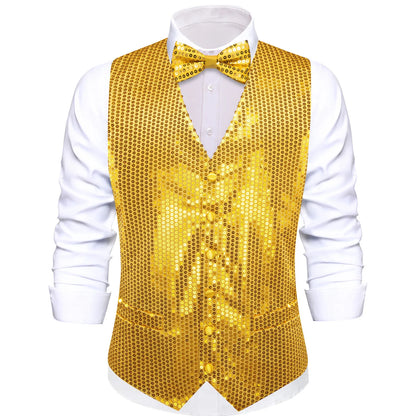 Men's Sequin Suit Vest with Bow Tie Set for Weddings and Formal Events