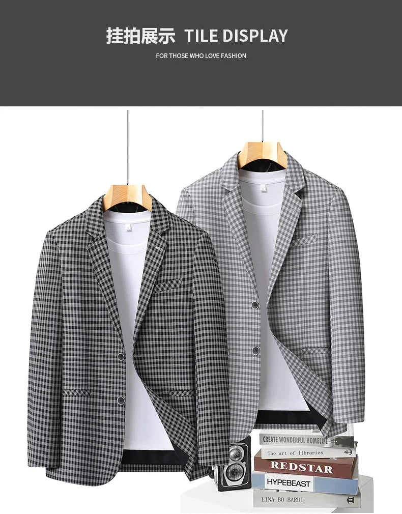 New High-End Soft Comfortable Men's Blazer Slim Fit Fashion Jacket For Young Men Daily Casual Home Wear Outerwear