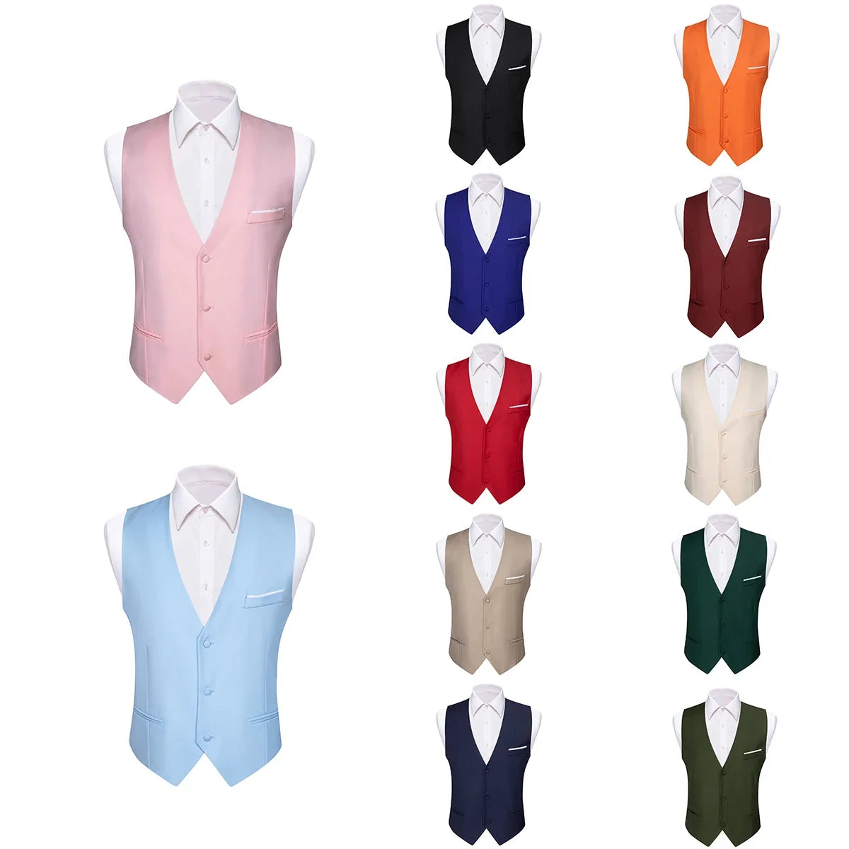 Men's Slim Fit Dobby Vest – Multi-Color Formal Waistcoat for Weddings & Smart Events
