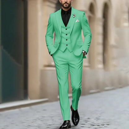 Purple Men Suit Single-breasted Peak Lapel 3 Pieces(Jacket+Pants+Vest) Male Formal Wedding Party Set