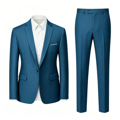 Men's Suit Set Wedding Elegant High Quality Blazer Pants Slim Fit Wrinkle Resistant Business Formal Breathable Durable